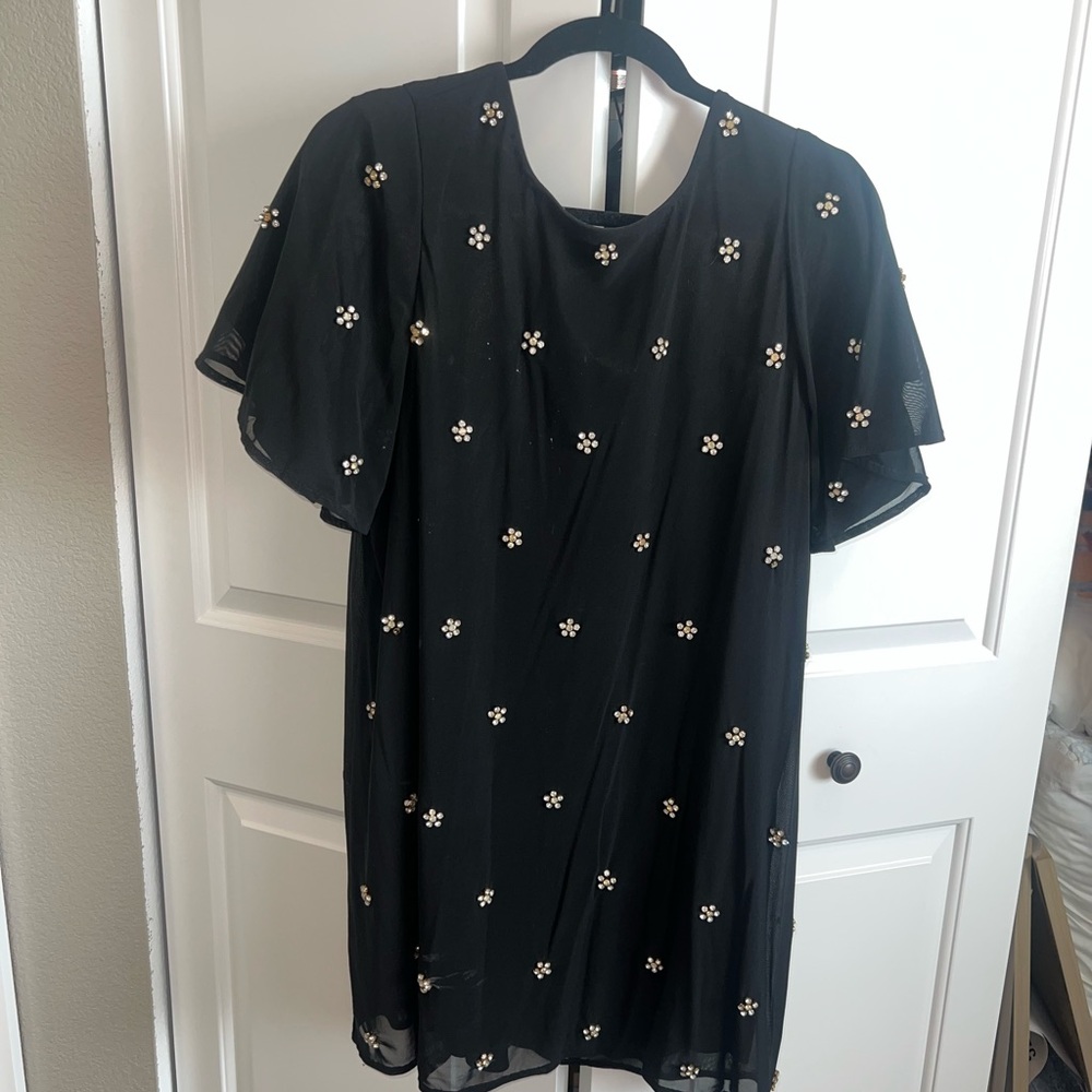 Show Me Your MuMu Black Mini Dress with White Floral Accents